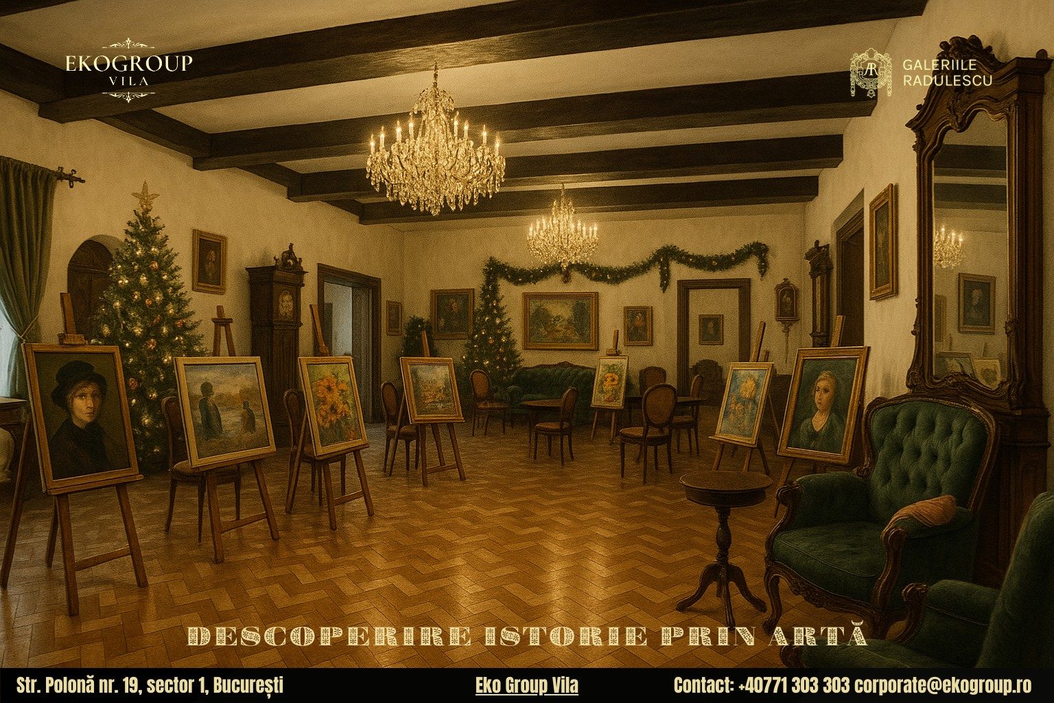 Activități de Crăciun pentru copii: o călătorie în eleganța interbelică la Casa Tătărăscu și expoziția Crăciunul anilor ’30 la Eko Group Vila